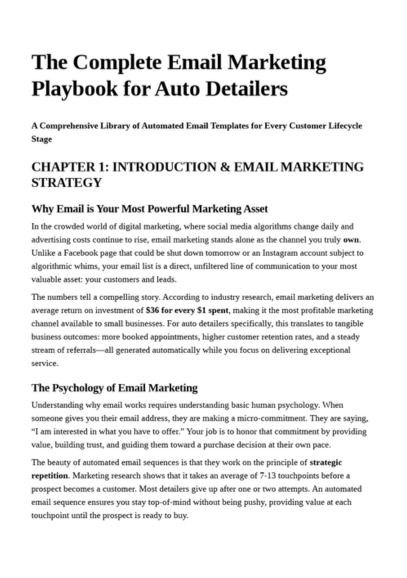 Detailing business marketing system