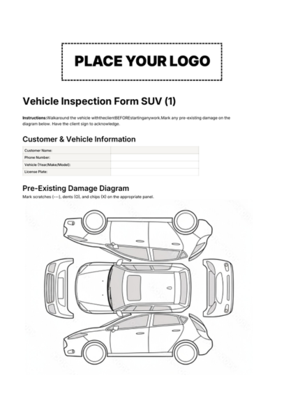 Detailing Business Vehicle Inspection Forms